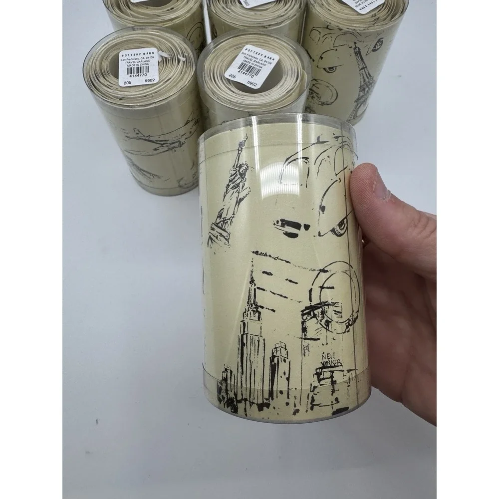 NEW Vintage Pottery Barn Paper Travel Garland 4